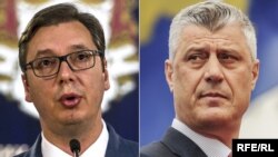 Претседателите на Србија и на Косово Александар Вучиќ и Хашим Тачи