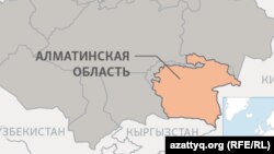 Алматинская область на карте Казахстана.