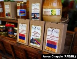 Jars on display outside Honey House