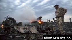 На месте падения обломков сбитого самолета выполнявшего рейс MH17