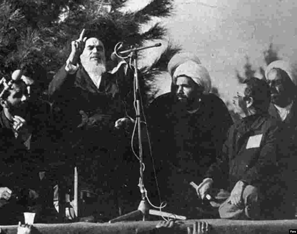 Khomeini at the Behesht Zahra Cemetery (Fars) - In December 1979, a national referendum endorsed a constitution drafted with Khomeini's approval. Khomeini was made head of state and supreme leader for life.