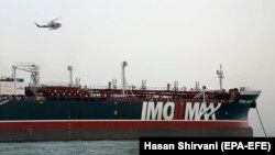 The British-flagged tanker Stena Impero pictured in the port of Bandar Abbas on July 21.