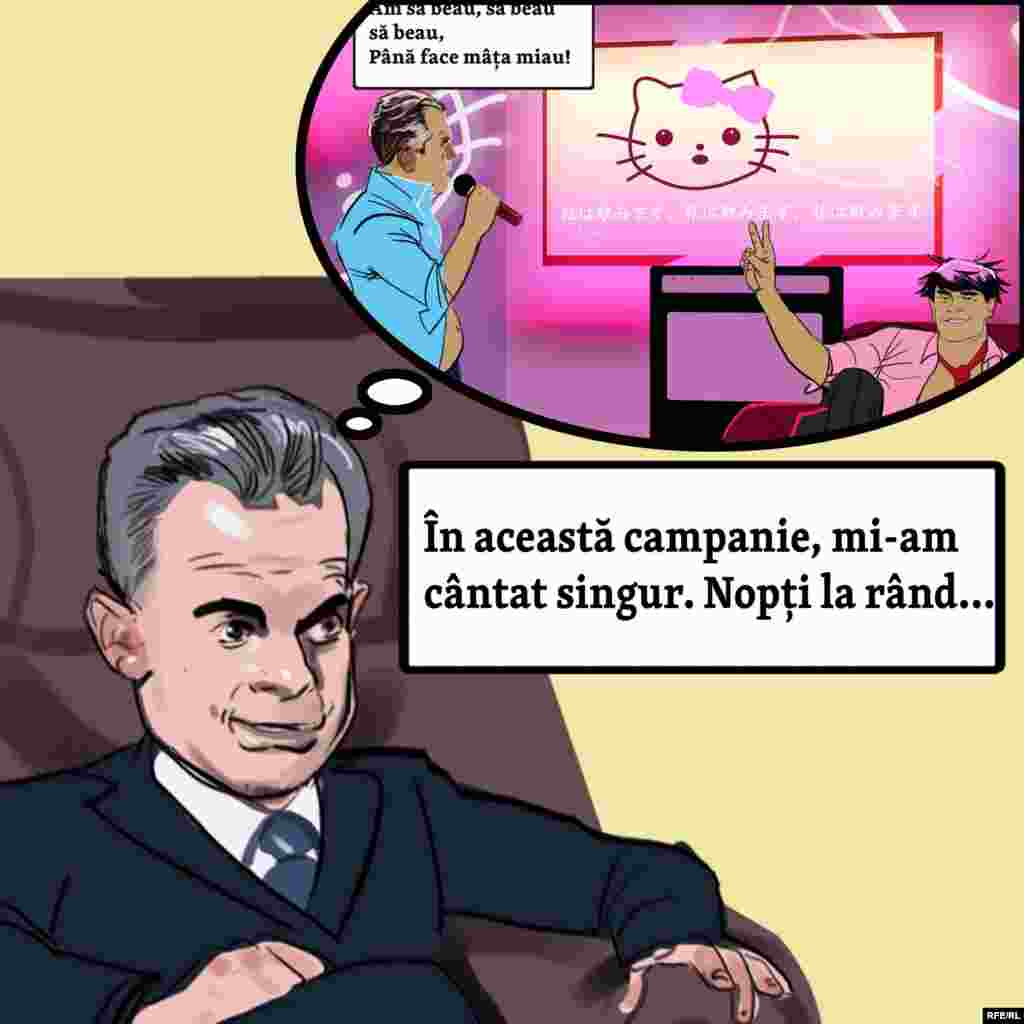 Noroc că clienții nu se supără tare. Cum campania electorală e pe sfârșite, au timp să-și depene amintirile.