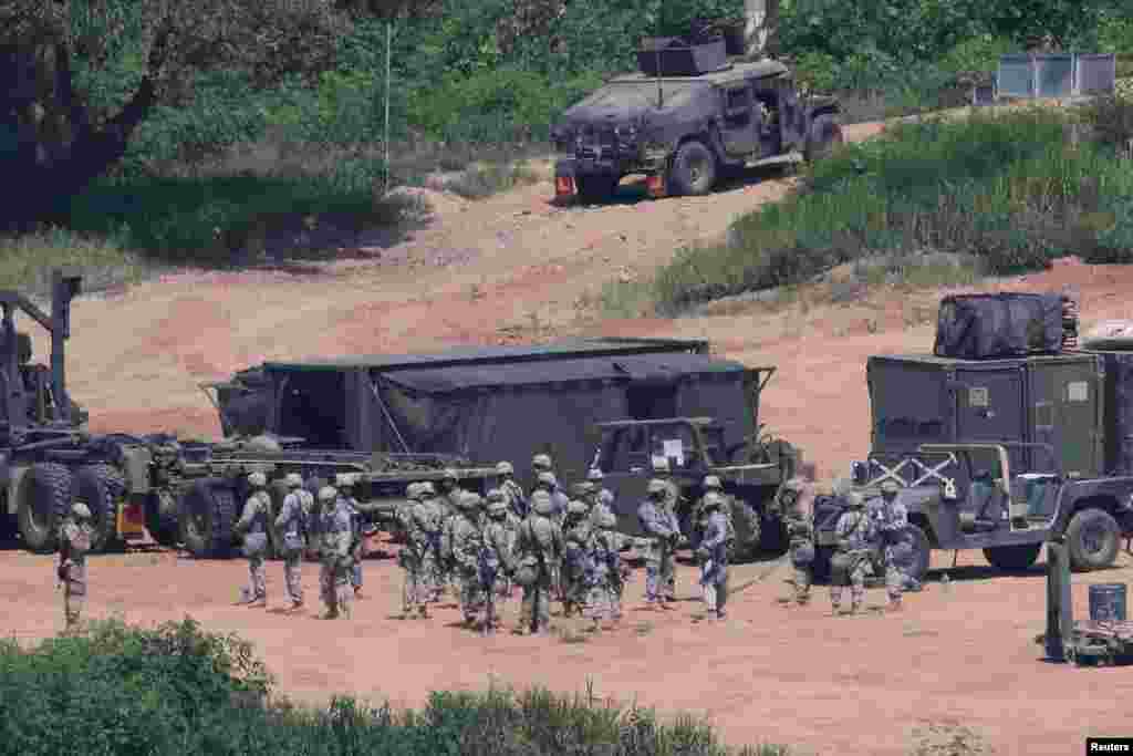 نیروهای کره&zwnj;ای و آمریکایی در حال انجام تمرین&zwnj;های نظامی در نزدیکی منطقه حائل. اوت ۲۰۱۶.