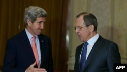 U.S. Secretary of State John Kerry (left) at a January meeting with Russian Foreign Minister Sergei Lavrov
