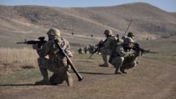 ქართველი ჯარისკაცები ალგეთის სამხედრო საწვრთნელ ბაზაზე