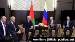 Ресей мен Беларусь президенттері және үкімет жетекшілерінің кездесуі. Сочи, 21 қыркүйек 2018 жыл.