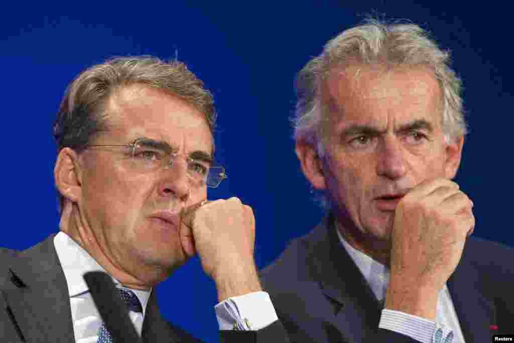 Fransa və Hollandiya hava yolları şirkətlərinin baş icraçı direktorları Alexandre de Juniac and Frederic Gagey. REUTERS/Charles Platiau