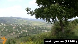 Armenia - A panoramic view of the border village of Chinari, 8Jun2012.