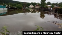 Наводнение в посёлке Нумский в Иркутской области России