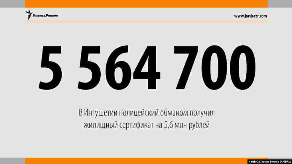 17.08.2017 // Полицейский обманом получил жилищный сертификат в Ингушетии размером в 5,6 млн рублей