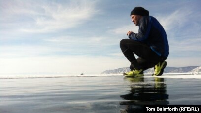 running in winter ice