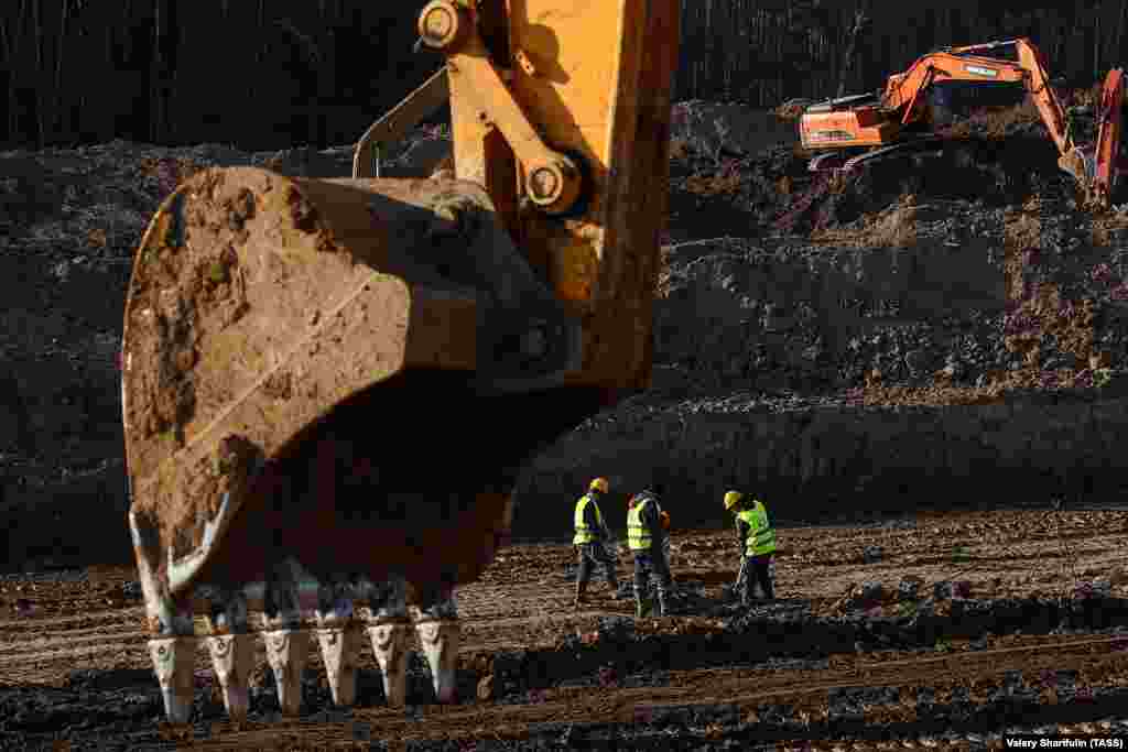 Construction workers at the site