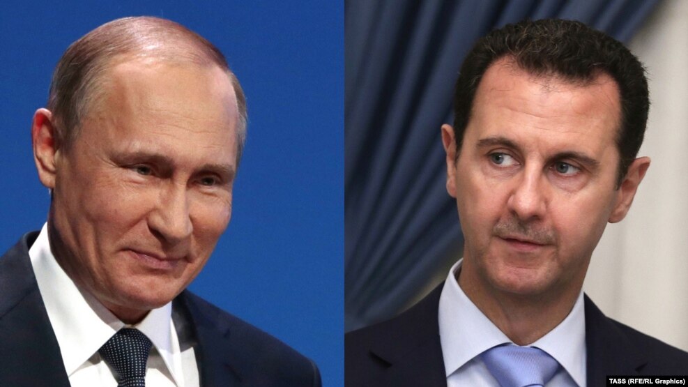 Russian President Vladimir Putin (L) and Syrian President Bashar al-Assad
