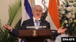 Israeli Prime Minister Benjamin Netanyahu in New Delhi on January 15