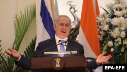 Benjamin Netanyahu gjatë një fjalimi të sotëm në Nju Delhi 