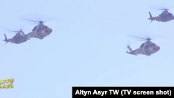 Döwlet telewideniýesi AW-109 we AW-139 kysymly dikuçarlary görkezdi