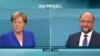 Angela Merkel and her main rival, Martin Schulz, during a live TV debate.