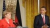 U.S President Barack Obama and German Chancellor Angela Merkel at a White House news conference.