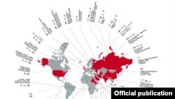 نقشه منتشرشده در گزارش ۲۰۱۴ «دشمنان اینترنت».