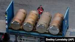 A truck carries containers with low-enriched uranium to be used as fuel for nuclear reactors in St. Petersburg, Russia. (file photo)