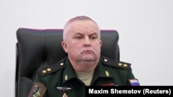 Lieutenant General Mikhail Matveyevsky speaks at the Patriot Expocenter near Moscow on January 23.