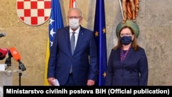 Ministrica civilnih poslova Bosne i Hercegovine Ankica Gudeljević i hrvatski ministar unutrašnjih poslova Davor Božinović