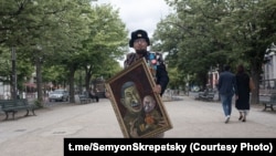 Сямён Скрапецкі на акцыі ў Бэрліне 12 чэрвеня