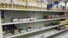 Empty supermarket shelves show the frenzied buying of macaroni by Iranians. May 5, 2019