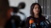 German Foreign Minister Annalena Baerbock addresses journalists in Tel Aviv, Israel, on April 17.