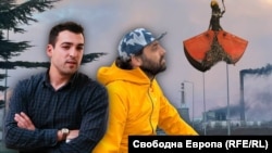 Йоан Демерджиев и Анастас Кънев. На фона се вижда снимка на централата в Сливен от 2021 г. Колаж