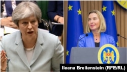 Fostul premier britanic Theresa May și fosta șefă a diplomației europene, Federica Mogherini.