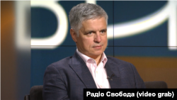 Вадим Пристайко, голова Місії України при НАТО (2017–2019), посол України у Великій Британії (2020–2023), міністр закордонних справ України (2019–2020), в студії Радіо Свобода. Київ, 22 квітня 2026 року