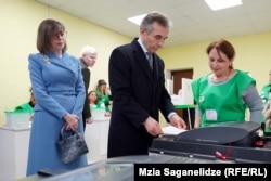 Bidzina Ivanishvili casts his ballot in Tbilisi.