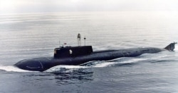 The Kursk nuclear submarine in the Barents Sea near Severomorsk in 1999