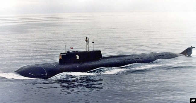 The Kursk nuclear submarine in the Barents Sea, pictured in 1999