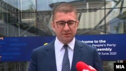 Лидерот на ВМРО-ДПМНЕ Христијан Мицкоски во Брисел.