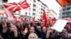 Supporters of the Democratic Union for Integration, Macedonia's largest ethnic Albanian party, protest in Skopje.