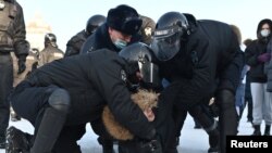 Задержание участника акции 31 января в Омске