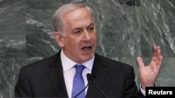 Israeli Prime Minister Benjamin Netanyahu addresses the 67th UN General Assembly on September 27.