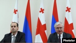 Էդվարդ Նալբանդյանը և Միխեիլ Ջանելիձեն Երևանում համատեղ ասուլիսի ժամանակ, 25-ը մարտի, 2016թ.
