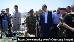 Predsednik Srbije Aleksandar Vučić na promociji drona LANIUS-X, jun 2026.