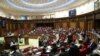 Lawmakers in session in the parliament in Yerevan on March 24