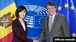 Premierul Maia Sandu întîmpinată de David-Maria Sassoli la Bruxelles, 24 iulie 2019