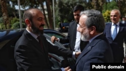 Iran - Iranian Foreign Minister Abbas Araghchi greets his Armenian counterpart Ararat Mirzoyan in Tehran, October 5, 2026.