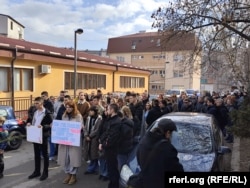 Protesta e studentëve në veri të Mitrovicës.