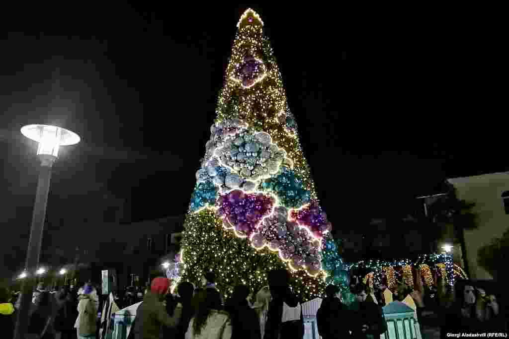 Georgia - New year tree. Christmas tree in Lagodekhi. 