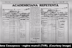 Foaia matricolă a Elenei Ceaușescu, publicată în ziarul România liberă.