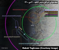 مسیر پروازی جنگنده‌های اسرائیلی و موقعیت سایت‌های پدافندی سوریه در بامداد هفتم دی