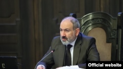 Armenian Prime Minister Nikol Pashinian during a government session (file photo). 